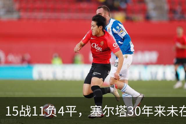15战11负4平，塞尔塔30年来未在巴列卡诺主场赢过西甲比赛